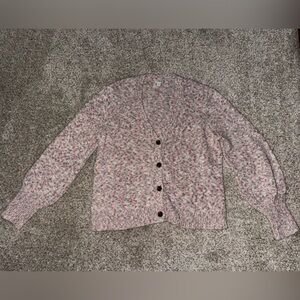 J. Crew Pink and Gray Button-Up Cardigan NWOT